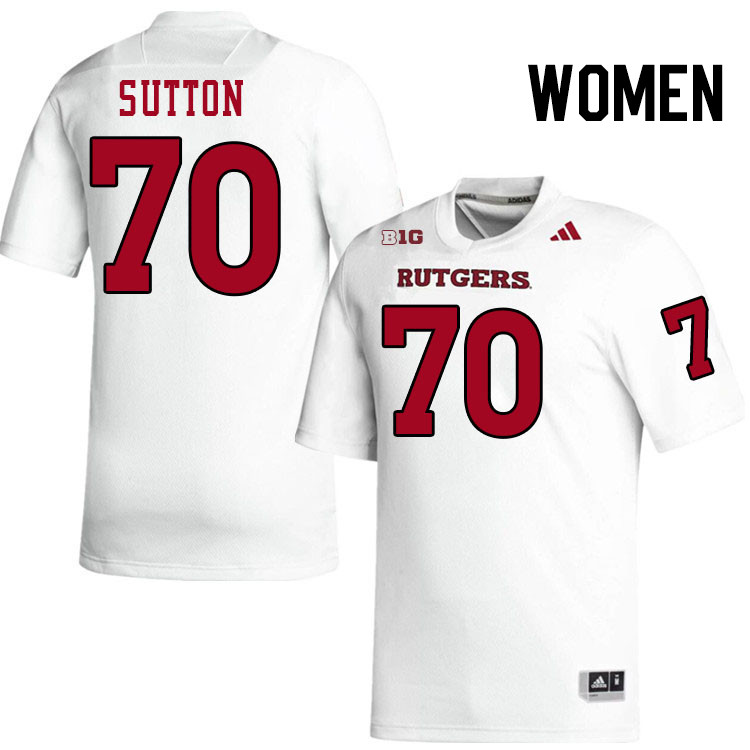Women #70 Reggie Sutton Rutgers Scarlet Knights 2024 College Football Jerseys Stitched-White